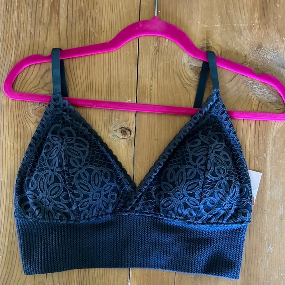 Navy Lace Triangle Bra with Adjustable Straps